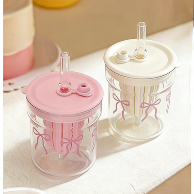 壹杯蝴蝶结吸管杯丨带独立茶仓