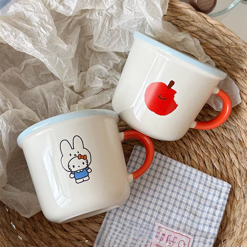 自制~可爱米菲兔子陶瓷马克杯咖啡杯早餐牛奶杯礼盒装送女生礼物