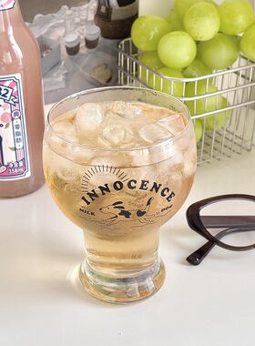 韩国网红博主同款创意啤酒杯子玻璃可爱杯子红酒杯喝水果汁高脚杯