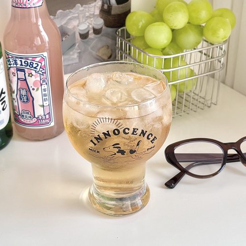 韩国网红博主同款创意啤酒杯子玻璃可爱杯子红酒杯喝水果汁高脚杯