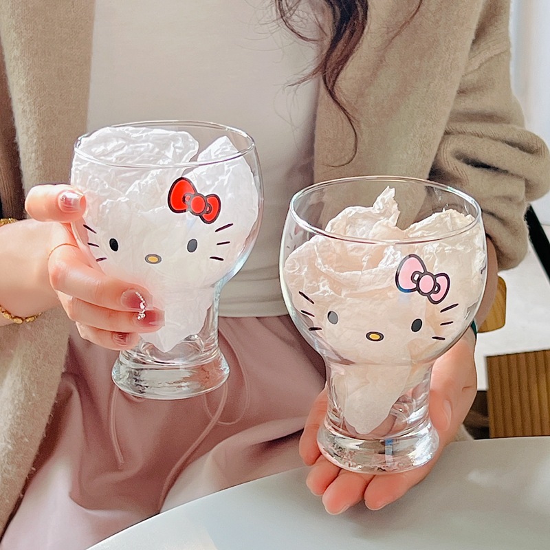 ins风卡通可爱玻璃杯牛奶杯子女可爱果汁冷饮喝水杯家用啤酒杯