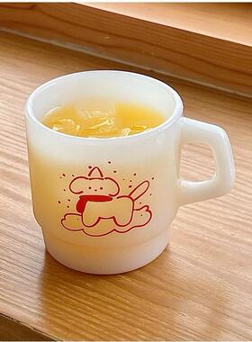 ins简约跳舞的兔子咖啡杯水杯生日礼物情侣杯奶玉玻璃马克杯