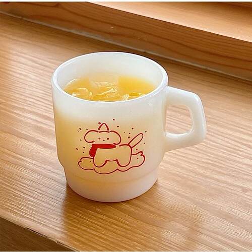 ins简约跳舞的兔子咖啡杯水杯生日礼物情侣杯奶玉玻璃马克杯