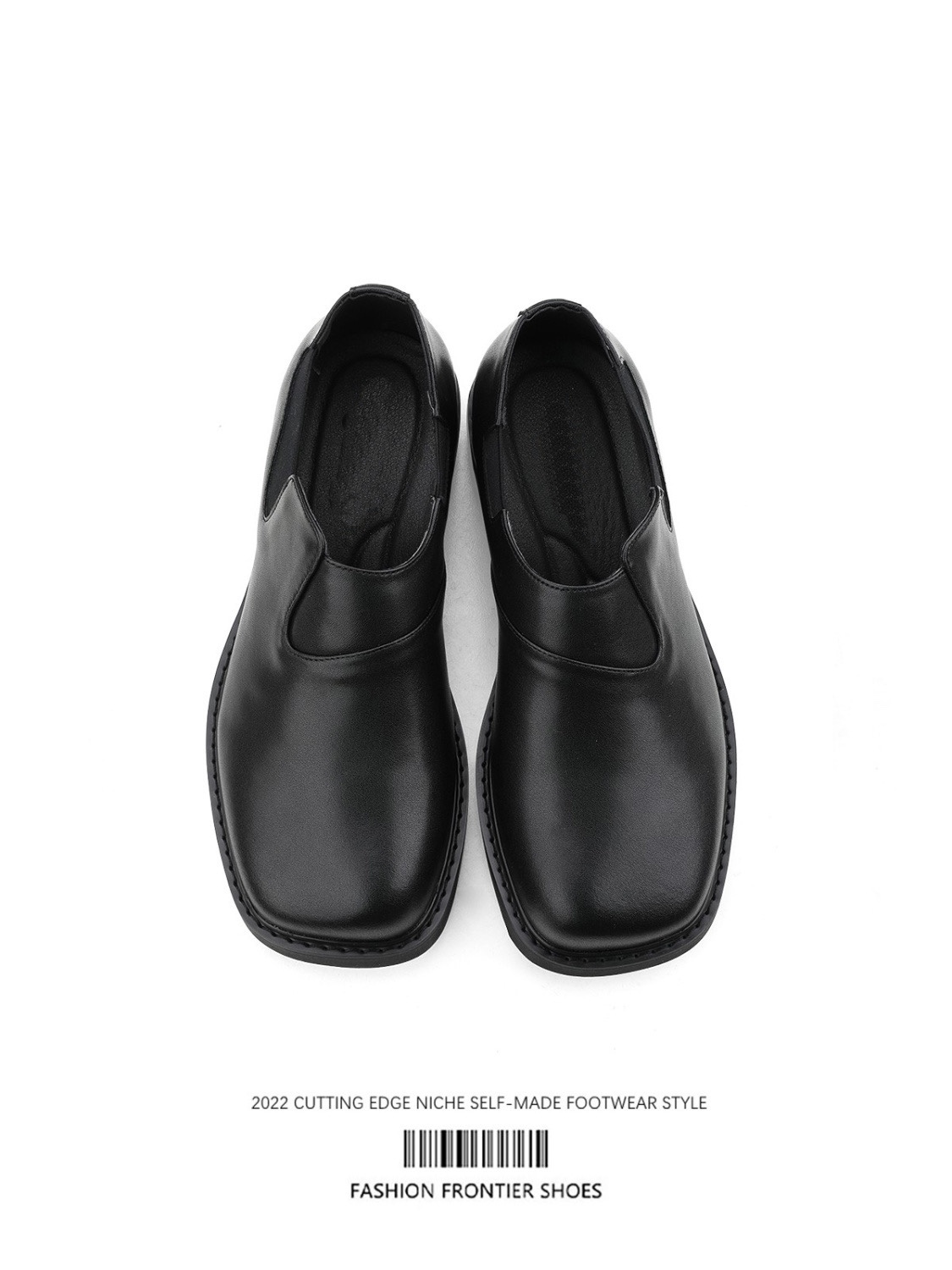 MAHl 03 新款高低趾橡筋皮鞋潮男套脚德比鞋懒人皮鞋通勤舒适男鞋