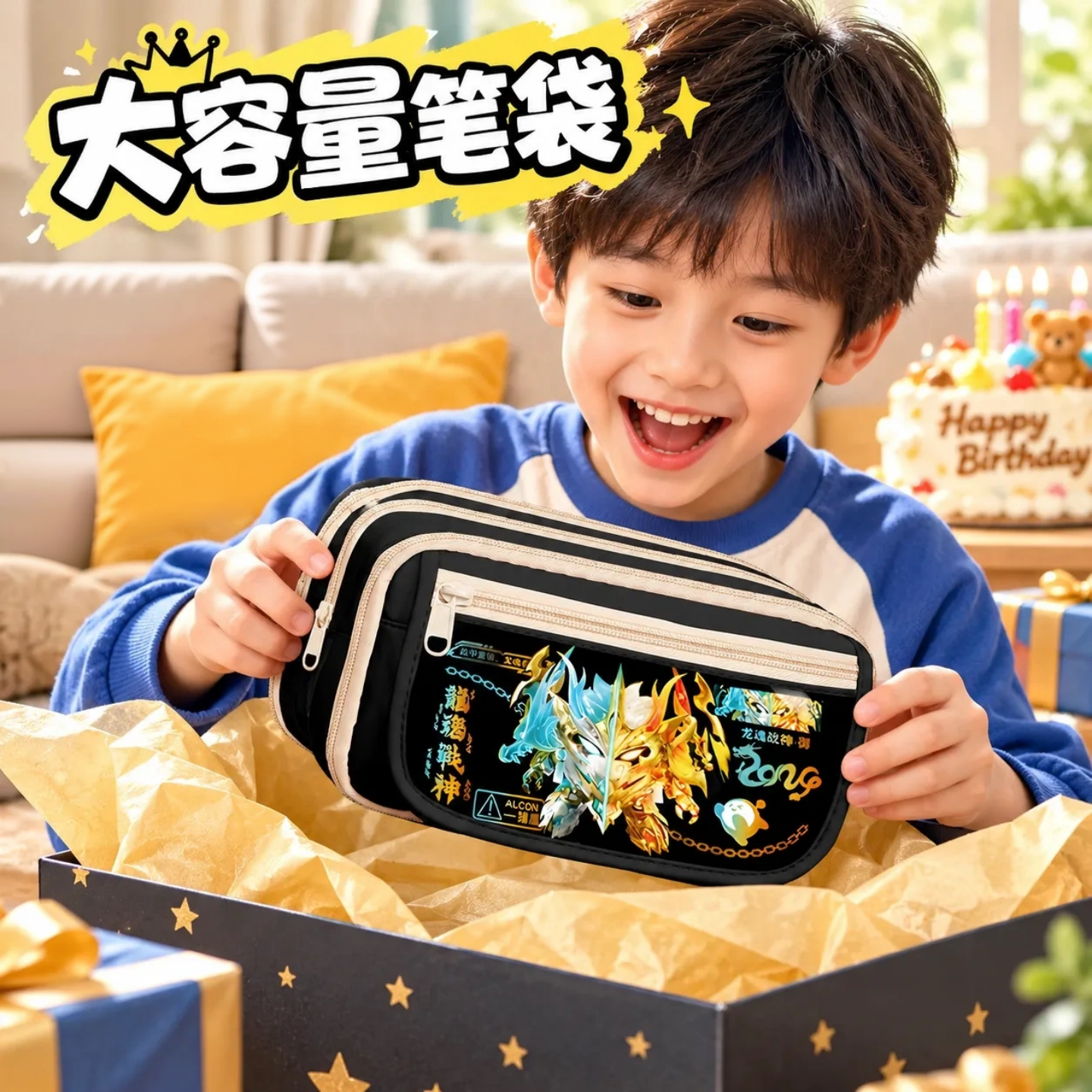 蛋仔龙魂战神大容量多层笔袋
