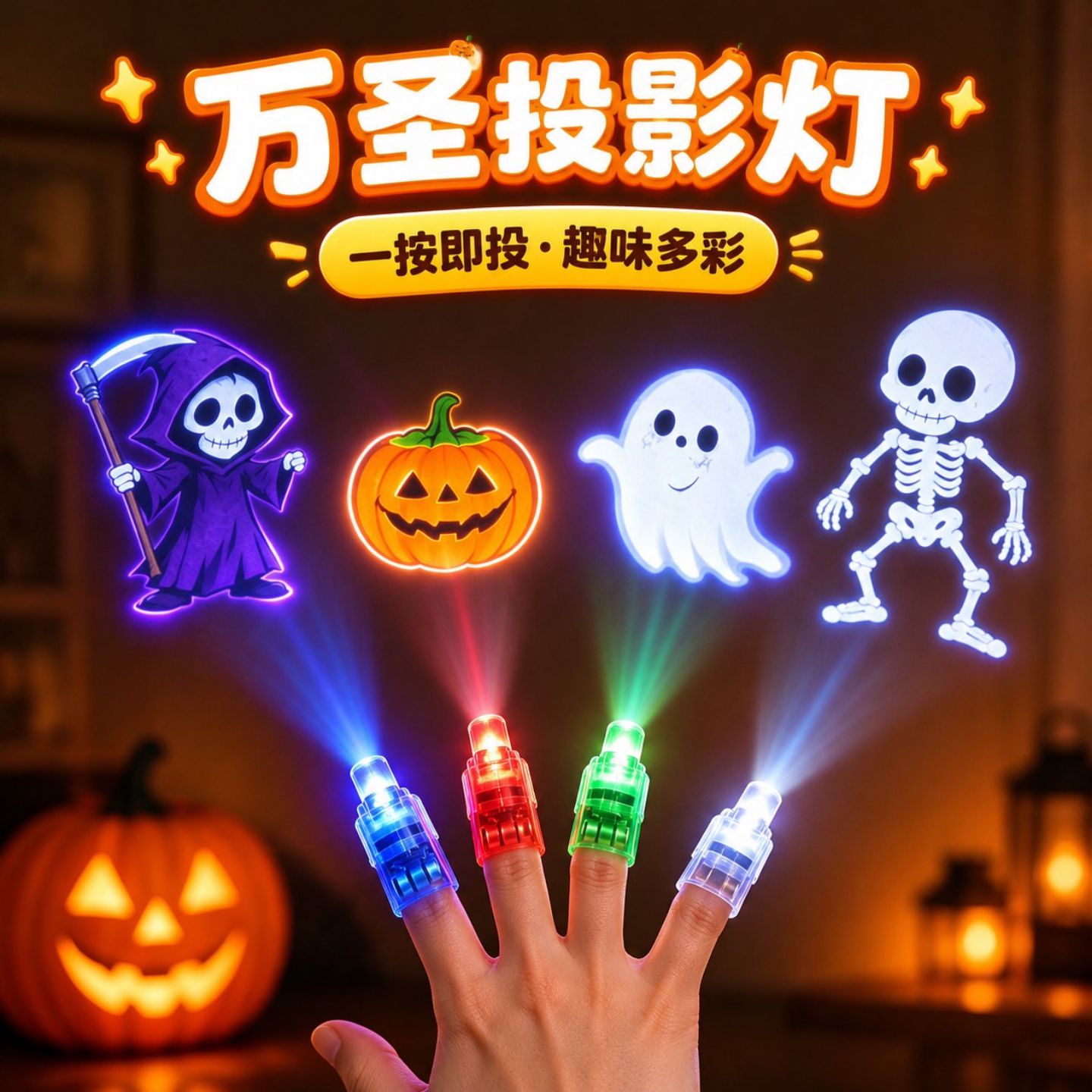 万圣节儿童手指投影灯整蛊鬼怪