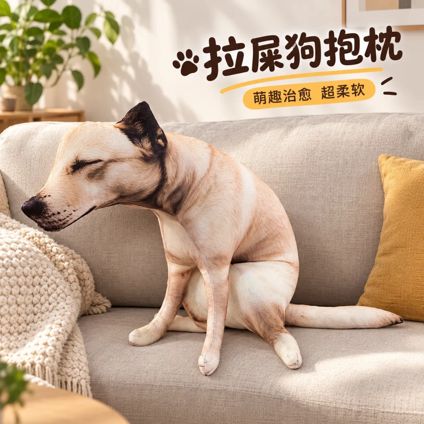 可爱仿真嗯嗯狗造型抱枕公仔