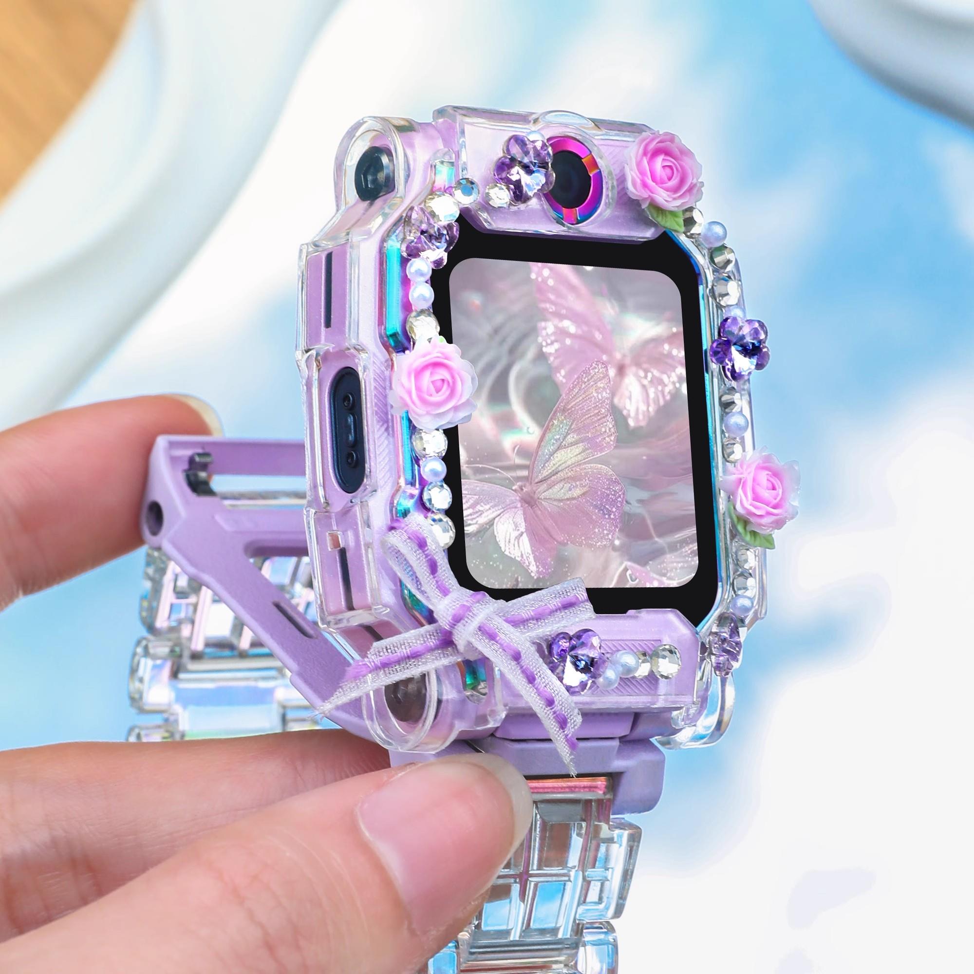 适用小天才Q3电话手表N5U5D5表带儿童Z11海洋花diy保护壳套Z6Pro