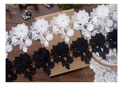 黑白色涤纶刺绣蕾丝流苏花边辅料宽10cm DIY手工婚纱礼服家纺材料 - 封面