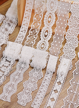 日韩白色双边蕾丝网纱刺绣花边辅料 diy衣服装饰发饰手工制作材料