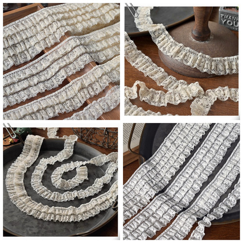 米色荷叶边褶皱花边全棉弹力辅料