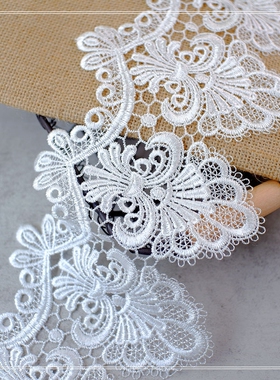 白色亮光涤纶水溶镂空花边服装婚纱台布辅料DIY花边蕾丝刺绣花边