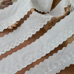 花边 家纺裙边服装 优质白色棉布刺绣花边 棉线绣花朵蕾丝花边辅料