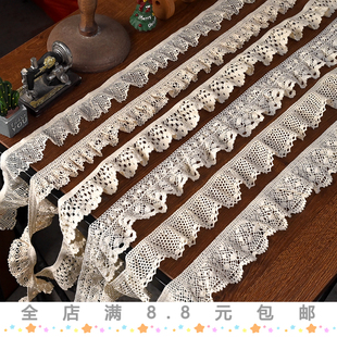 棉线弹力木耳边皱褶边花边diy手工袖口裙边装饰服装纯棉蕾丝辅料