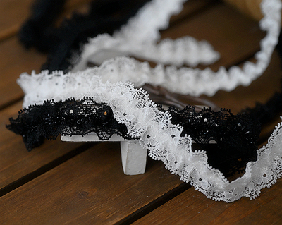 弹力皱褶木耳边蕾丝花边