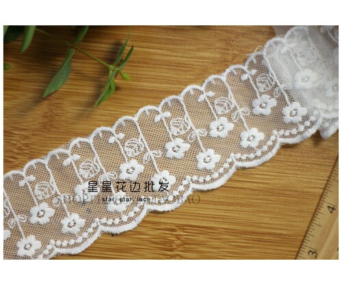 5cm宽双边蕾丝刺绣花边 DIY服装童装娃衣家纺装饰布艺缝纫辅料