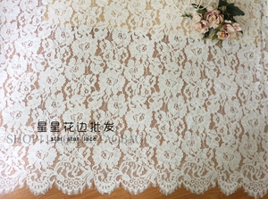 3米长重磅锦棉睫毛蕾丝面料DIY婚纱礼服窗帘婚庆台布服装裙子布料
