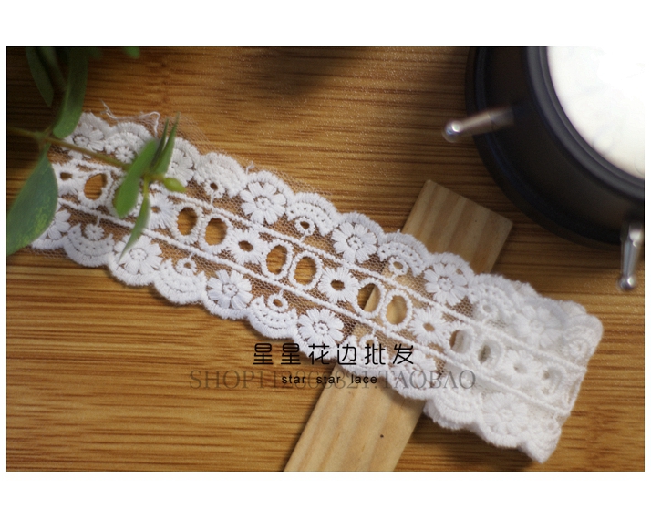 宽4cm双边刺绣花边可穿孔辅料 DIY头饰服装童装缝纫材料布料 lace