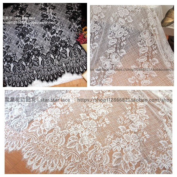 出口新品大牌睫毛蕾丝面料 DIY服装婚纱礼服连衣裙高档布料 lace