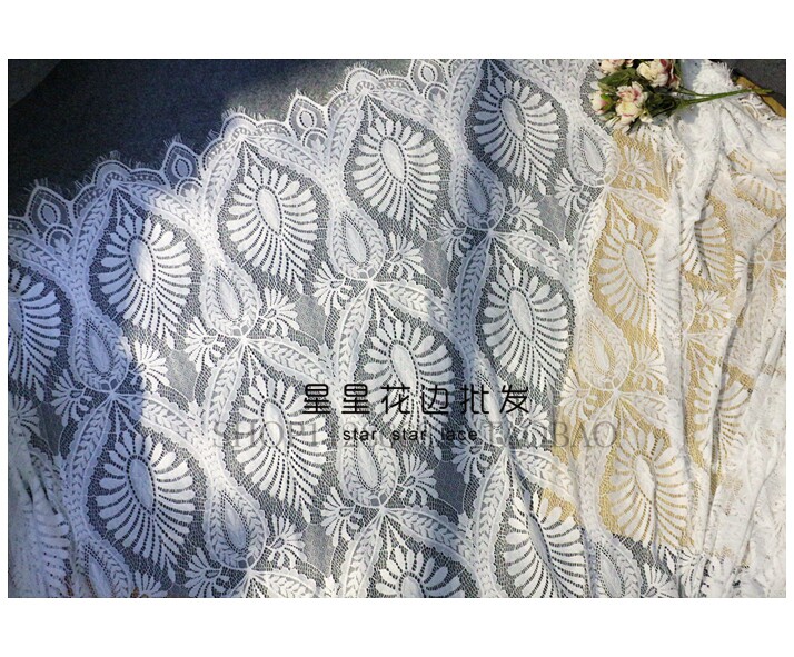 3米价 欧式大牌睫毛蕾丝面料DIY服饰礼服连衣裙签到台布布料 lace