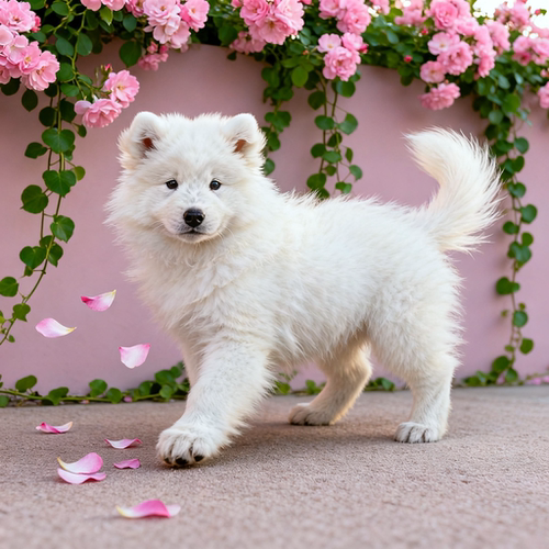 萨摩耶幼犬纯白聪明可爱粘人幼崽