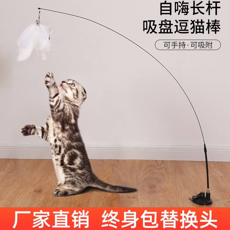 吸盘逗猫棒猫咪自嗨解闷神器宠物玩具羽毛铃铛耐咬猫咪用品猫玩具