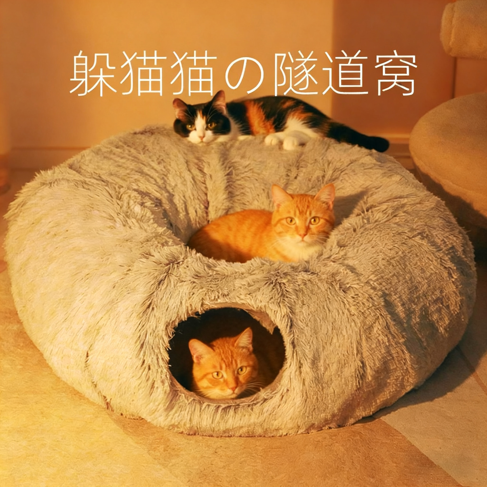 猫窝四季通用半封闭式冬季加绒保暖隧道猫窝可拆洗猫床猫安全感窝