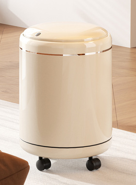 日式垃圾桶家用高级感大容量厨房厕所卫生间卧室带盖带轮子垃圾筒