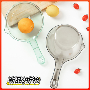 水瓢厨房家用创意轻奢透明塑料水勺长柄加厚高颜值大容量洗头水舀
