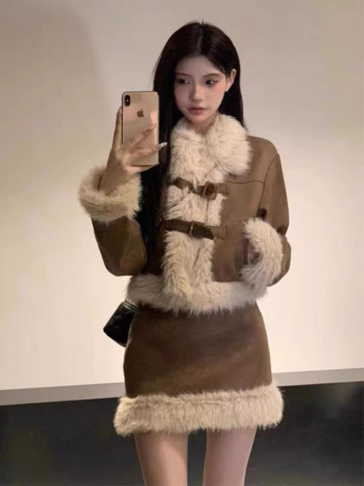 冬季新款搭配一整套连衣裙女小香风名媛气质富家千金毛呢外套套装