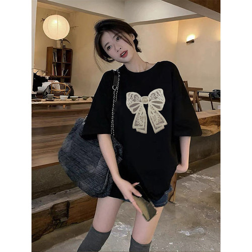 夏季新款宽松黑色短袖纯棉T恤女显瘦百搭潮流半袖上衣韩版小众ins