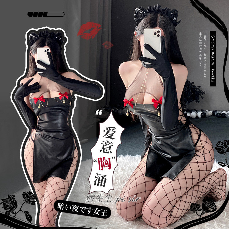 性感皮衣制服套装趣味旗袍