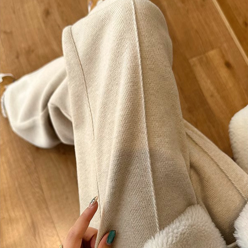 孕妇裤子春秋外穿2024新款秋冬加绒加厚可调节托腹休闲直筒阔腿裤