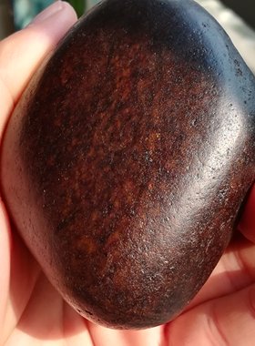 新疆和田玉黑皮籽料原石281.9克 肉质细腻油润籽形完整