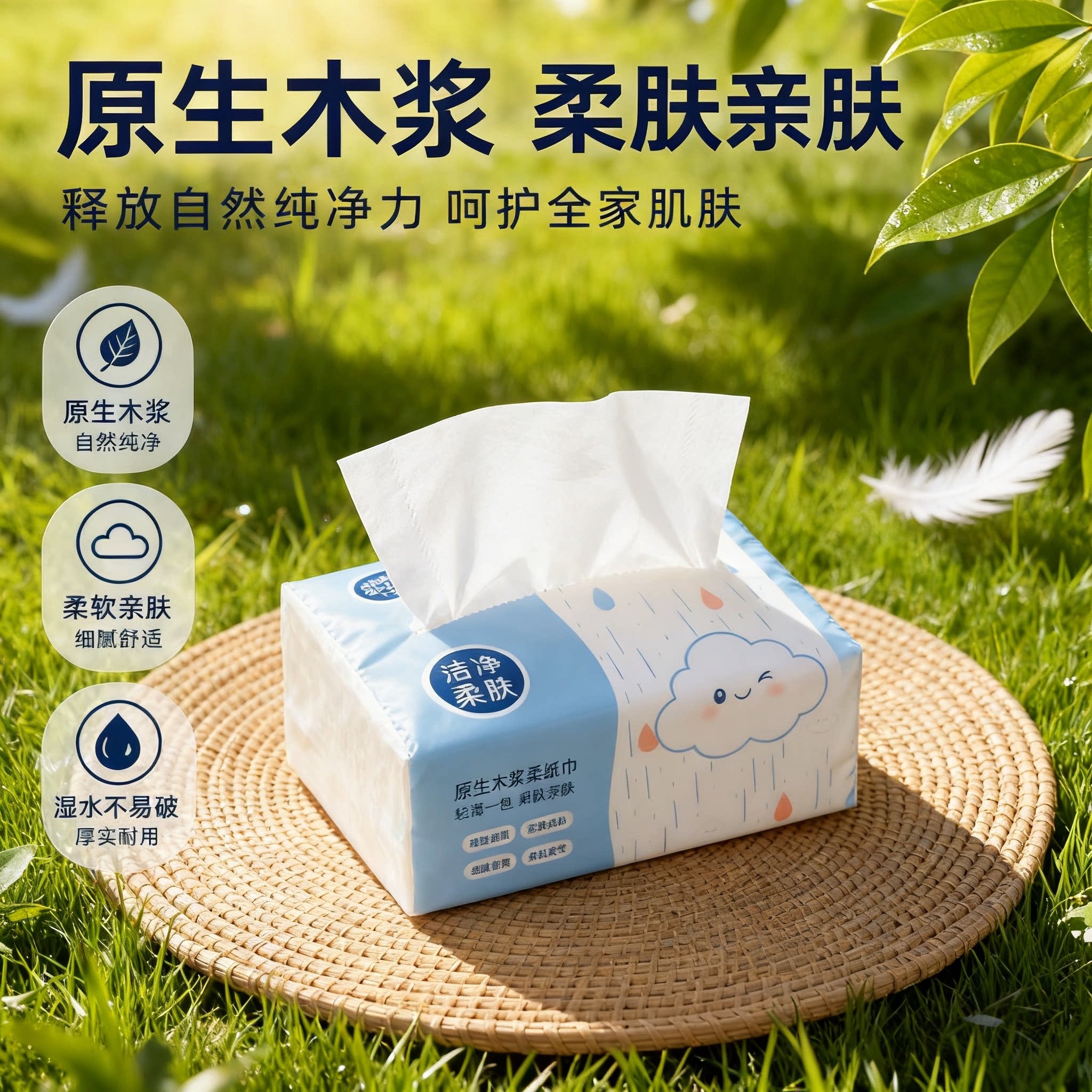 抽纸原生木浆家用纸巾洁净柔肤柔软舒适整箱装面巾纸原木浆卫生纸