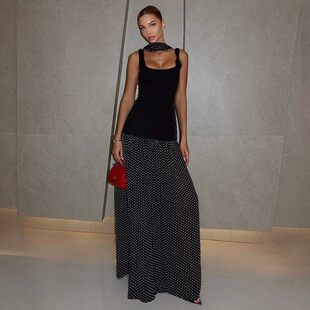 Temperament patchwork polka dot dress气质拼接波点休闲连衣裙