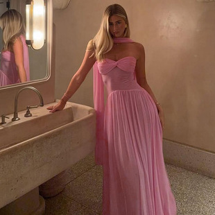 patchwork mesh dress露肩裹胸网纱拼接性感连衣裙 shoulder Off