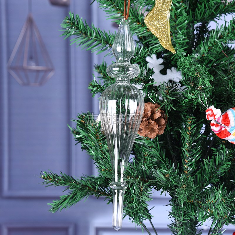 圣诞球玻璃装饰挂件透明玻璃松树圣诞装饰品工艺圣诞节装饰品摆件