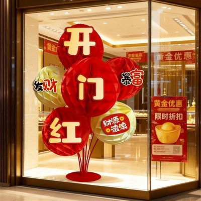 开门红气氛布置2026年保险公司银行厅堂元旦装饰氛围摆台桌面摆件