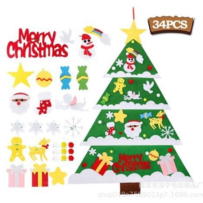2024创意手工卡通毛毡圣诞树儿童装饰品小挂饰新款毛毡圣诞树