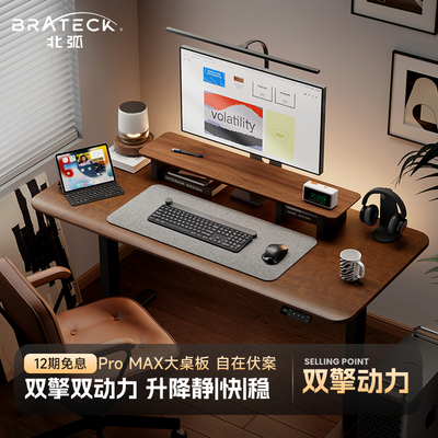 北弧双电机智能实木电动升降桌S4