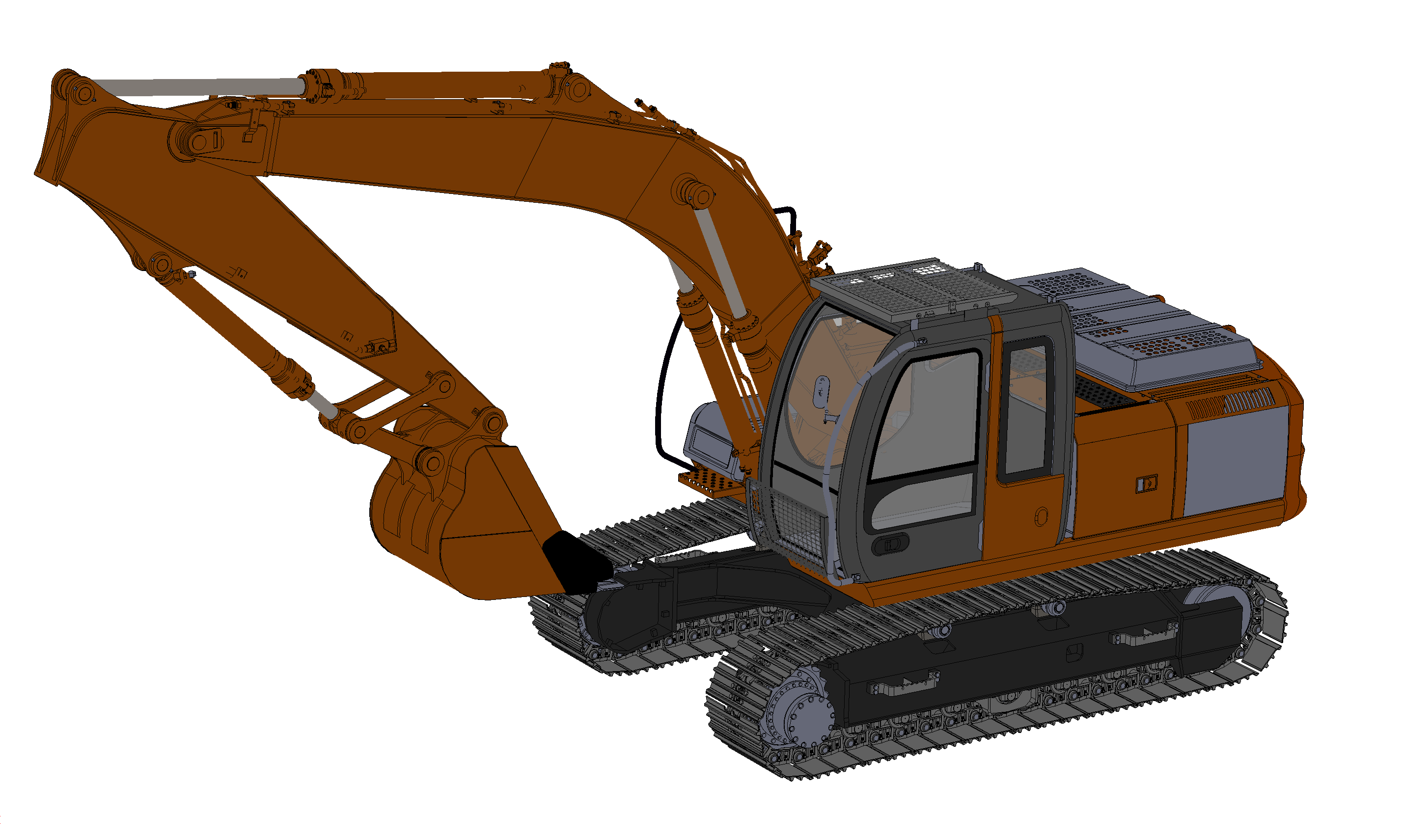 210k挖掘机模型3d数模图纸sw三维建模solidworks设计图纸含零件图