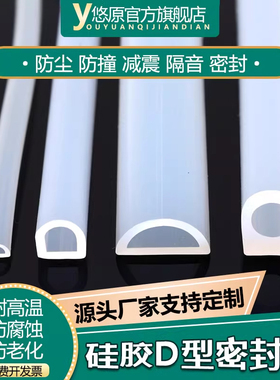 D型空心硅胶密封条窗户密封包边条背胶D形挡水高温条木门半圆胶条