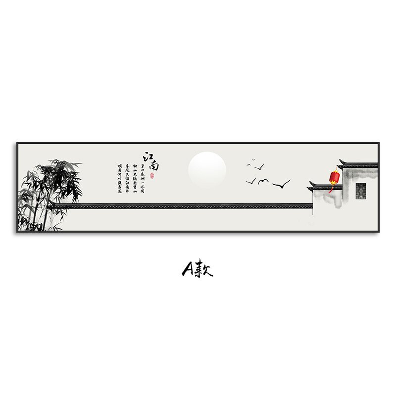 新品新中式客厅沙发背景墙装饰画马头墙禅意古风徽派建筑卧室床头
