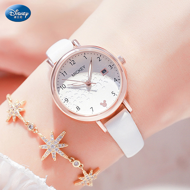 迪士尼中学生手表女童儿童女孩初中生小学防水夜光小表盘少女简约