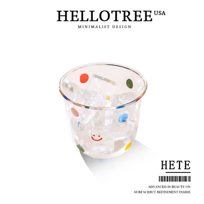 美国新款创意彩色波点玻璃杯耐高温冷饮果汁杯酸奶气泡水杯子ins