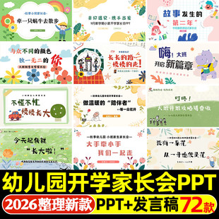 幼儿园大中小班秋季开学家长会课件缓解入园焦虑ppt模版+发言稿