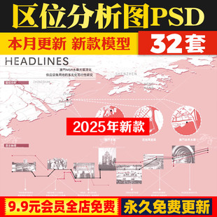 前期地理位置区位分析图PSD分层源文件竞赛风建筑园林景观设计PS