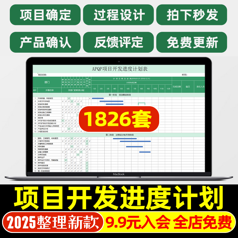 项目开发进度(APQP)计划表Excel表格模板数据报表图表