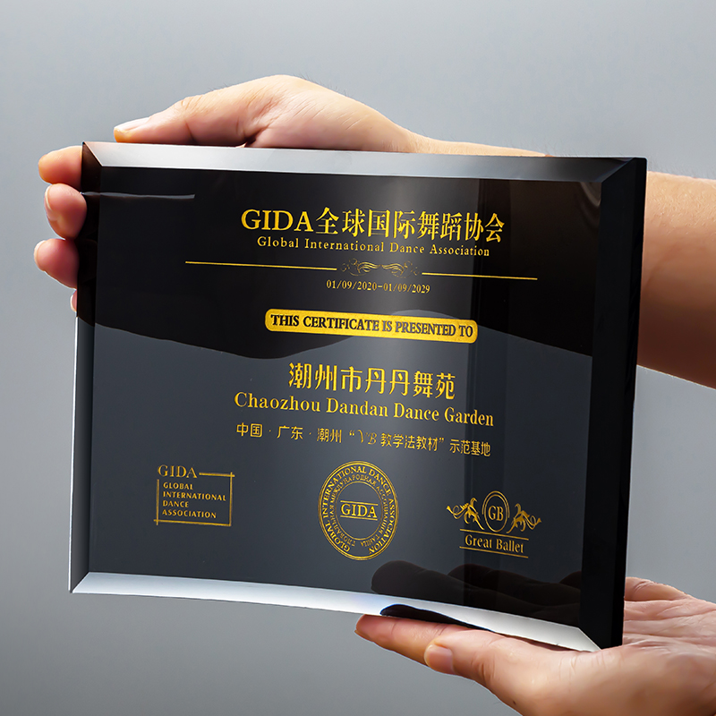 创意圆弧黑水晶奖牌定制战略合作伙伴优秀供应商经销商团队奖杯